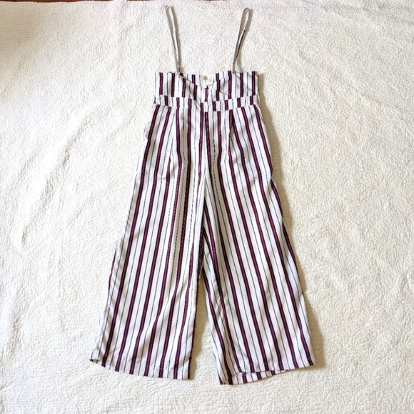 JAPNA Pinstripe Cropped Suspender Pants - Picture 1 of 6